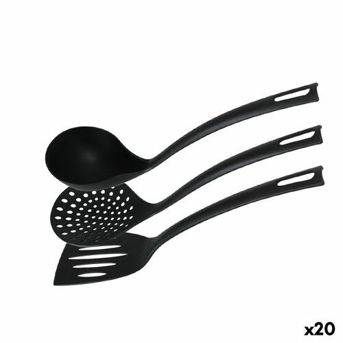 Sæt med køkkenredskaber Quttin Nylon Sort 3 Dele (20 enheder)