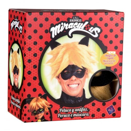 Cat Noir paryk - blond, inkl. maske (str. S)