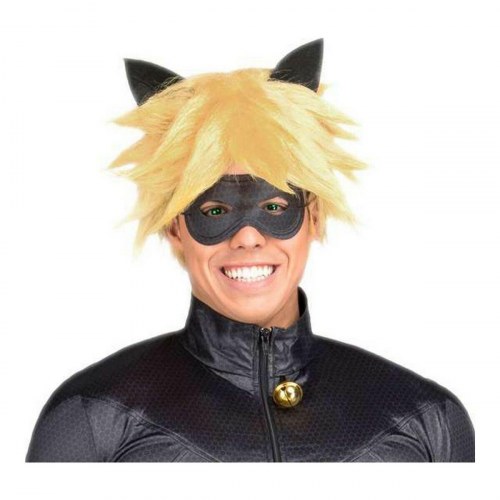 Cat Noir paryk - blond, inkl. maske (str. S)