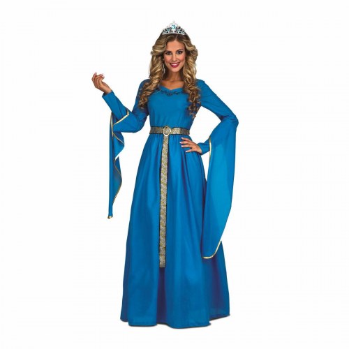 Middelalder prinsesse kostume - blå, voksen XL