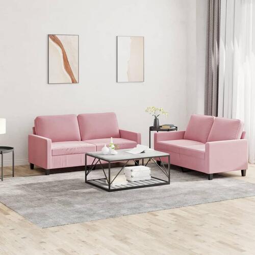 2 personers sofa med hynder velour lyserød