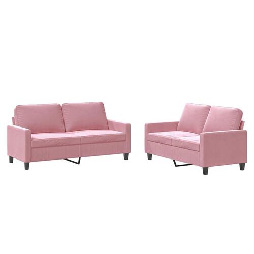 2 personers sofa med hynder velour lyserød