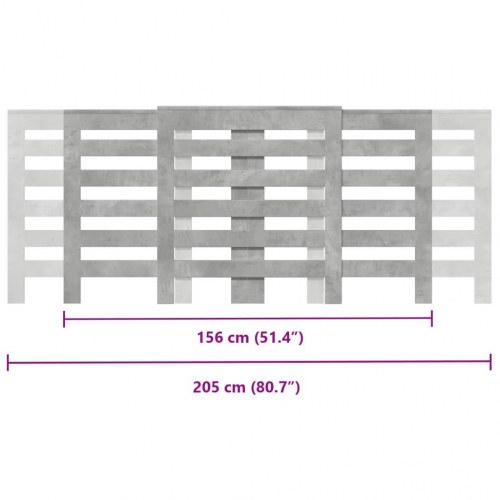 Radiatorskjuler 205 x 21,5 x 83,5 cm - betongrå