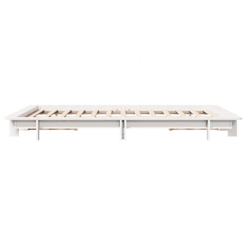 Sengeramme med lamelbund 150 x 200 cm i massivt fyrretræ - hvid