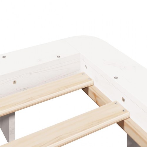 Sengeramme med lamelbund 150 x 200 cm i massivt fyrretræ - hvid