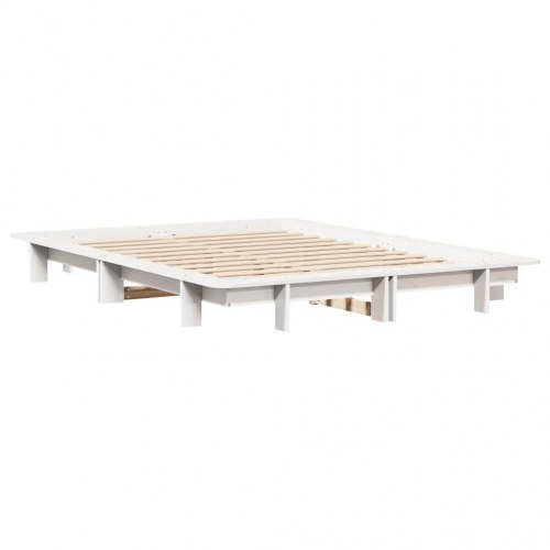 Sengeramme 140 x 200 cm i massivt fyrretræ - hvid