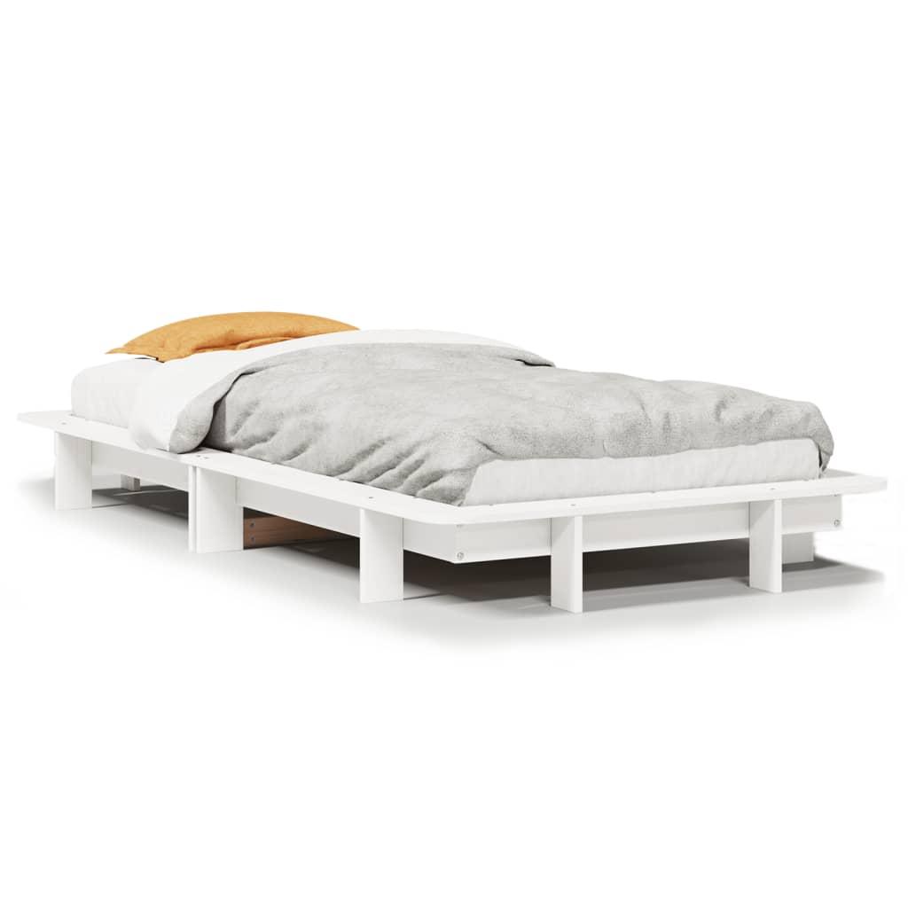Sengeramme Uden Madras Massivt Fyrretræ - Hvid / 90 x 200 cm