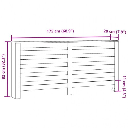 Radiatorskjuler 175x20x82 cm konstrueret træ antikt træ