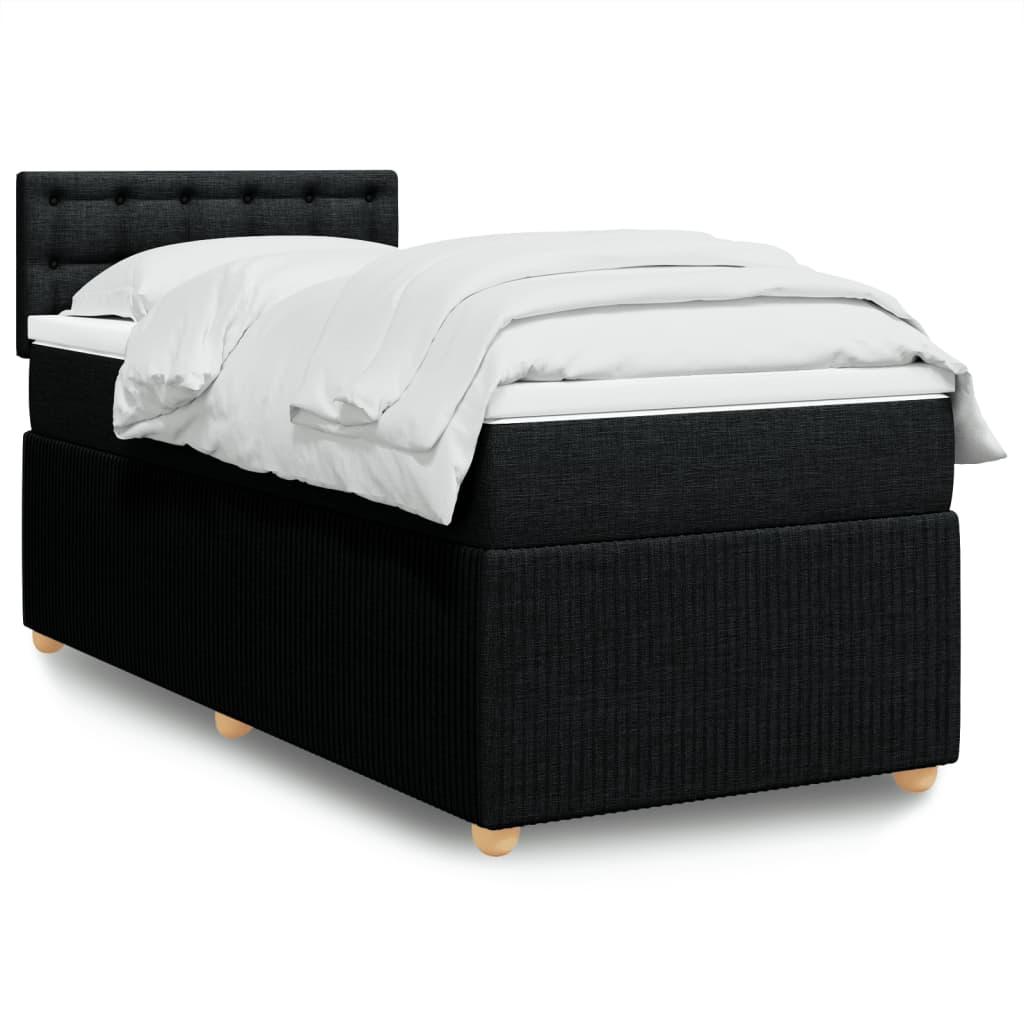 Kontinentalseng med madras og topmadras 90x190 cm - stof, sort