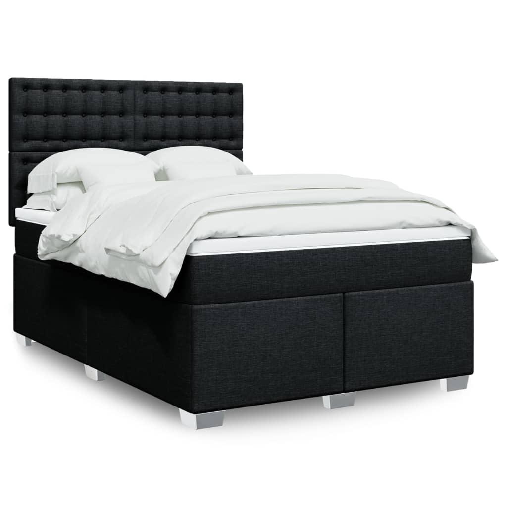 Kontinentalseng med madras og topmadras 140x190 cm - stof, sort