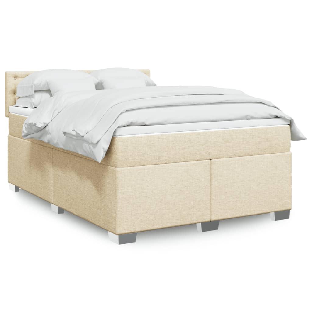 Kontinentalseng med madras og topmadras 140 x 190 cm - stof, cremefarvet