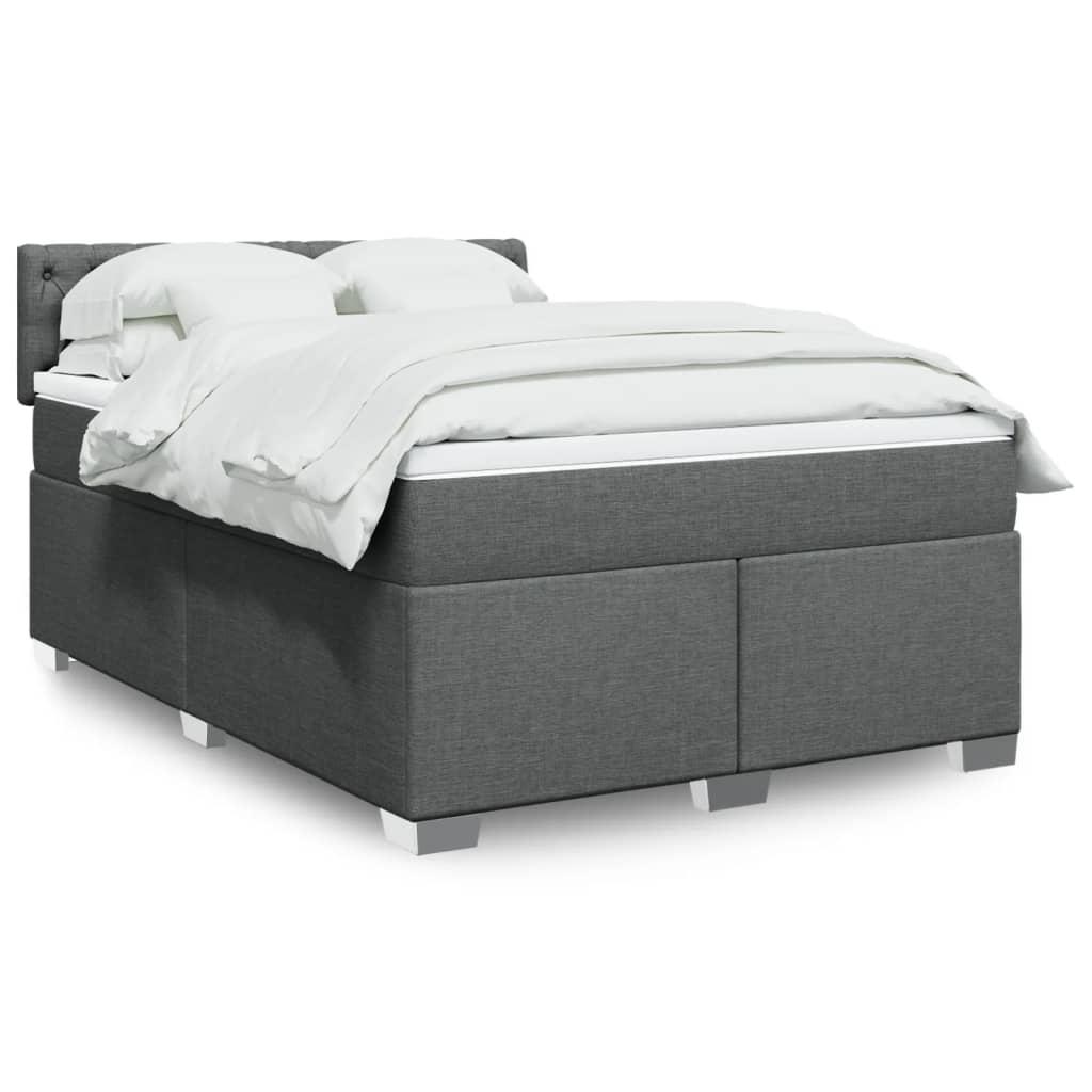 Kontinentalseng med madras 140 x 190 cm - stof, mrkegr