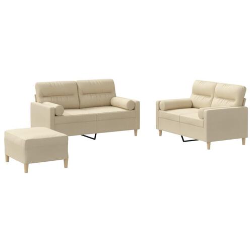 3 personers sofa med puder stof cremefarvet