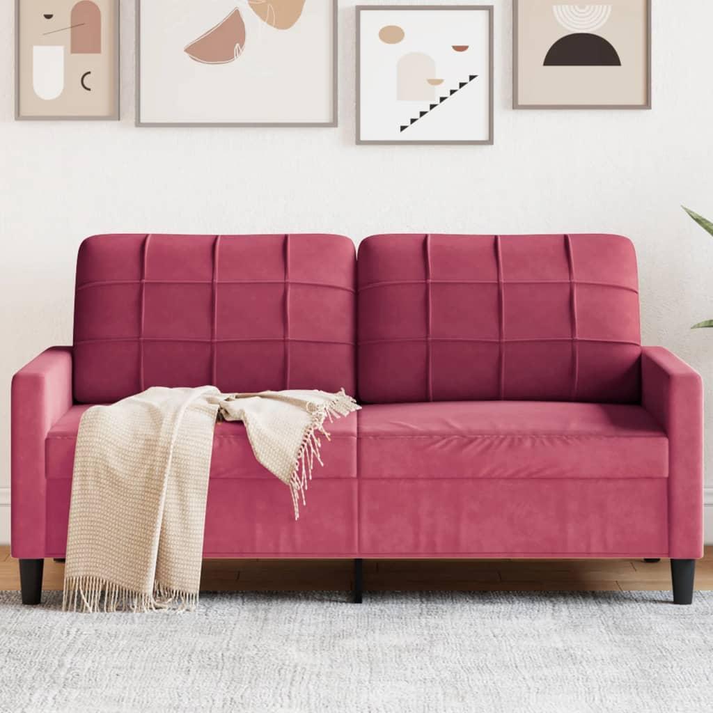 3-Personers Sofa Fløjl - 140 cm / Vinrød