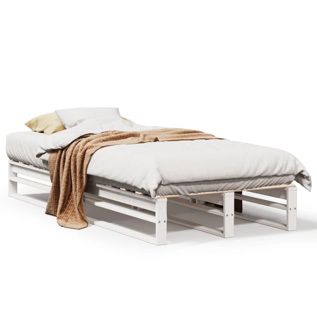 Sengeramme Uden Madras Massivt Fyrretræ - Hvid / 90 x 200 cm