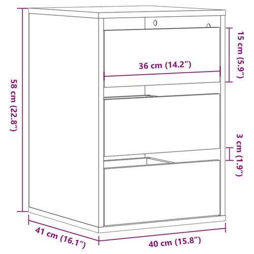 Kommode til hjørne 40x41x58 cm konstrueret træ røget egetræ