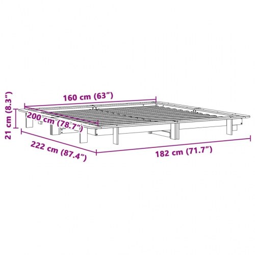 Sengeramme 160 x 200 cm i massivt fyrretræ - hvid