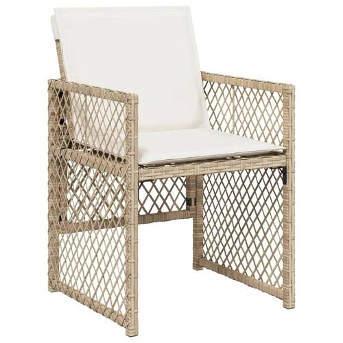 Spisebordssæt til haven 5 dele med hynder polyrattan beige