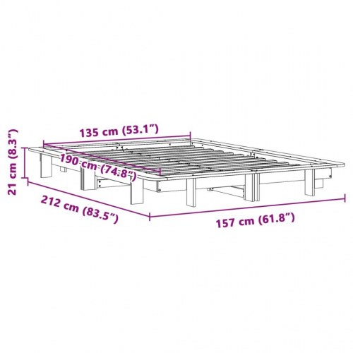 Sengeramme uden madras 135 x 190 cm - hvid