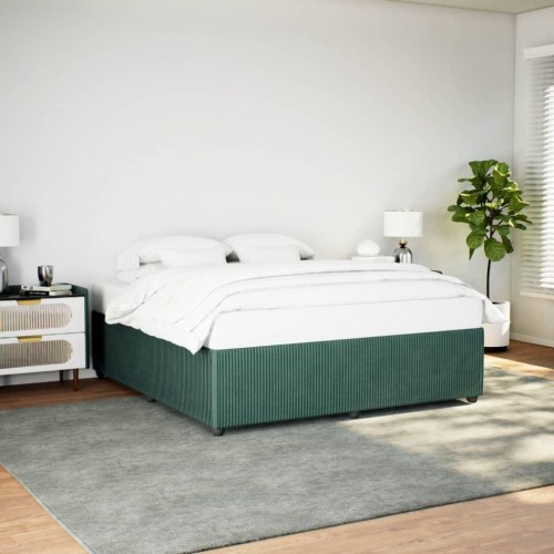 Sengeramme uden madras 180x200 cm i mørkegrøn fløjl