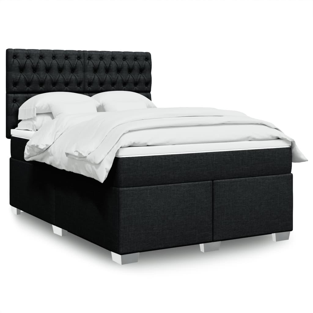 Kontinentalseng Med Madras Stof Sort - Med pynteknapper / 140 x 190 cm