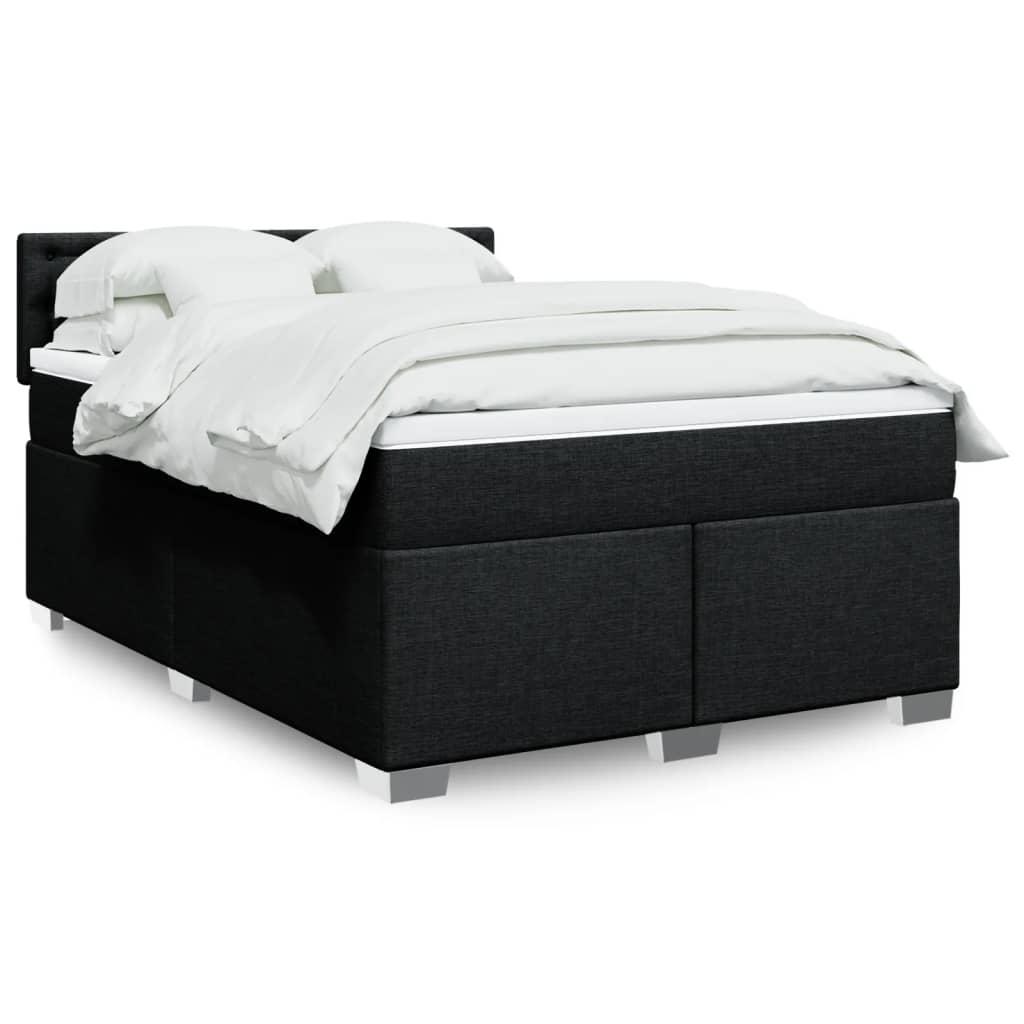 Kontinentalseng med madras og topmadras 140x190 cm - stof, sort
