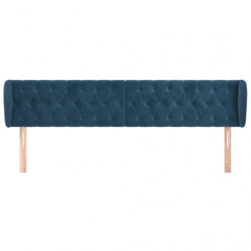 Sengegavl med kanter 183 x 23 x 78/88 cm fløjl - mørkeblå