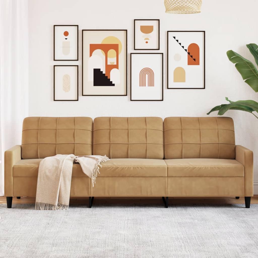 3-Personers Sofa Fløjl - 210 cm / Brun