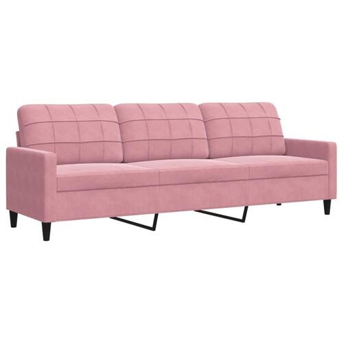 3-personers sofa 210 cm fløjl lyserød