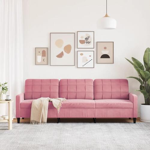 3-personers sofa 210 cm fløjl lyserød