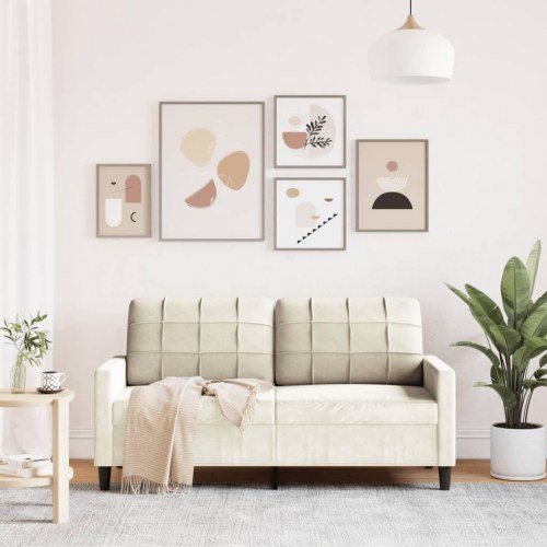 2-personers sofa i velour 140 cm - cremefarvet