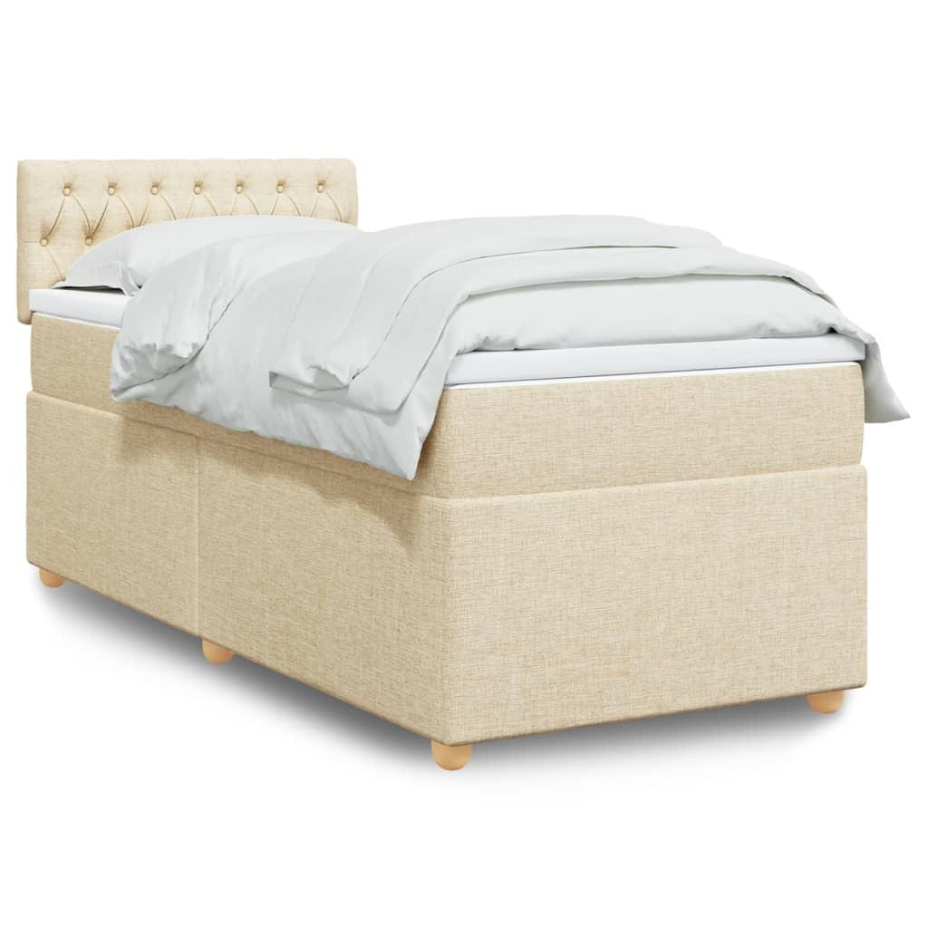 Kontinentalseng med madras 90x190 cm stof cremefarvet