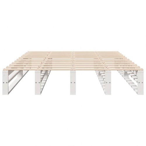 Sengeramme uden madras 135 x 190 cm i massivt fyrretræ - hvid