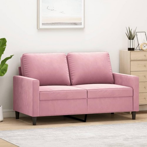 2-personers sofa i fløjl - lyserød, sædebredde 120 cm