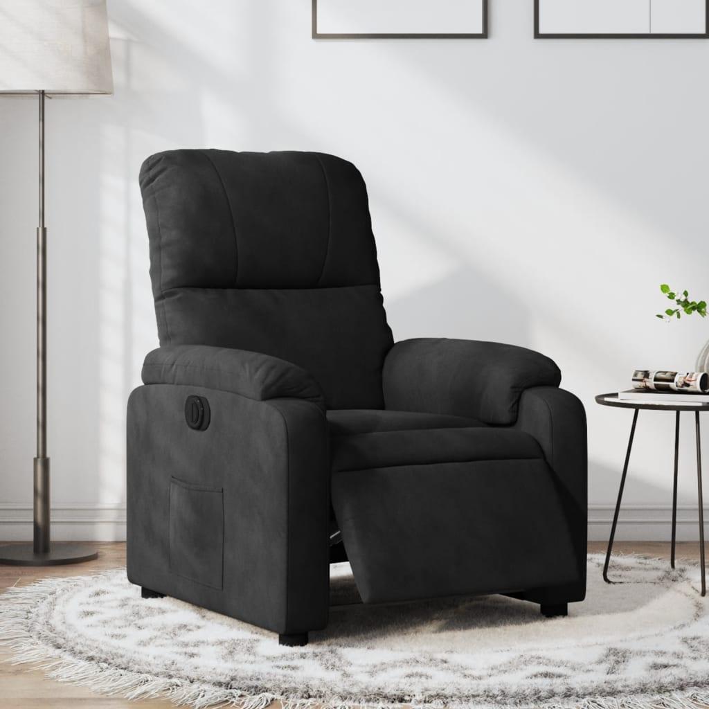 Massagestol Mikrofiberstof Sort - Nej / Eldrevet tilbagelæningsfunktion