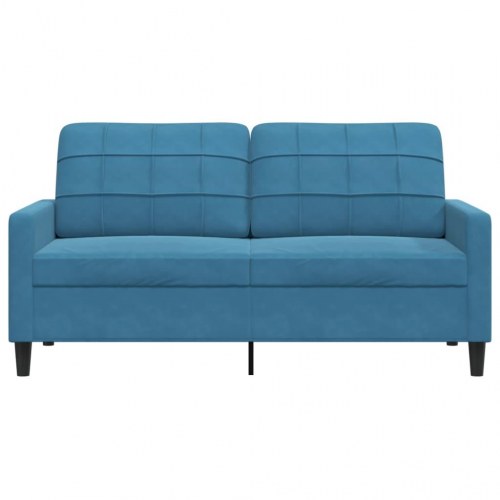 2-personers sofa i blå fløjl - 140 cm