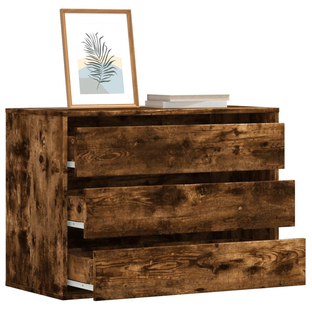 Kommode til hjørne 80x41x58 cm konstrueret træ røget egetræ