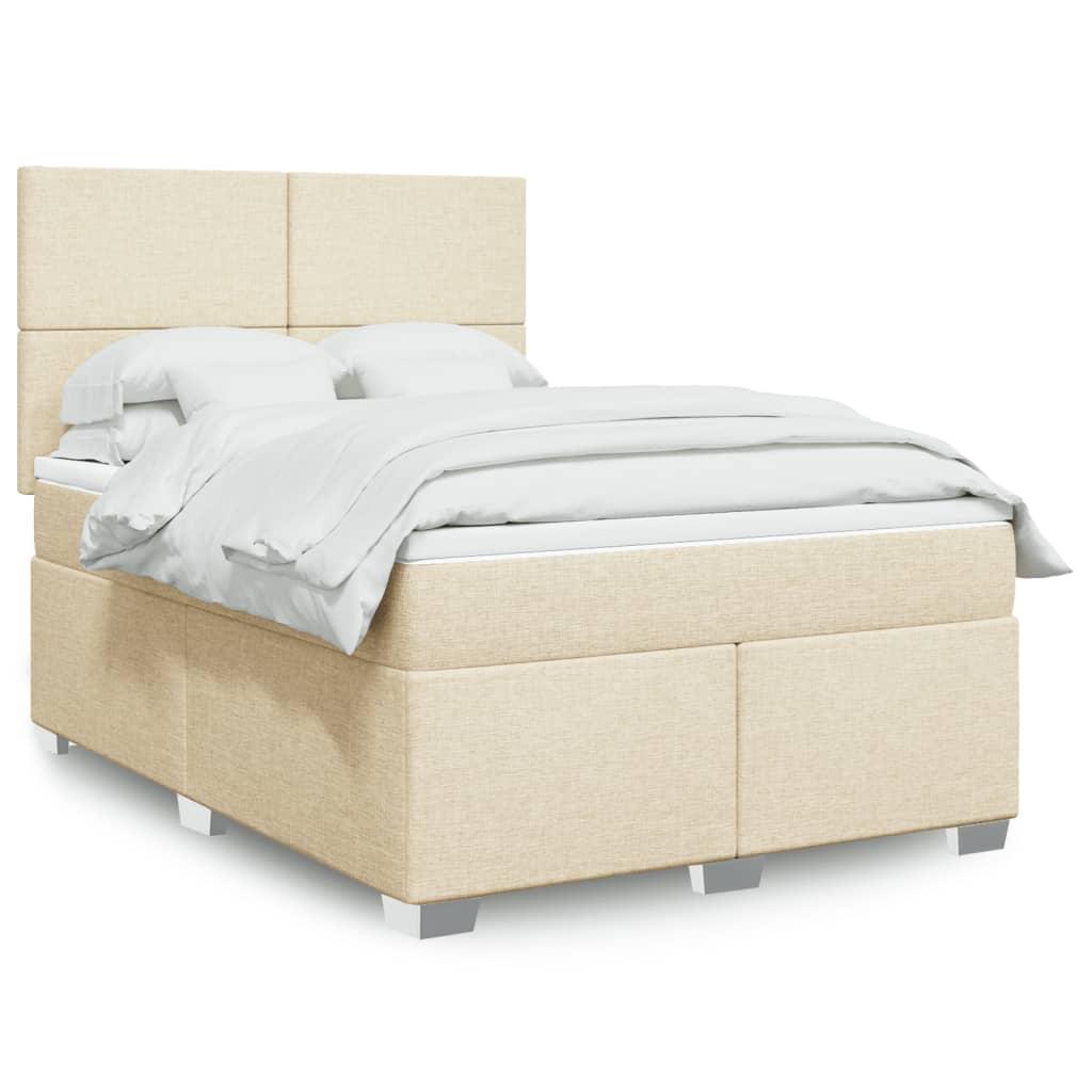Kontinentalseng Med Madras Stof Farvet Creme - Med ensartet mønster / 140 x 190 cm