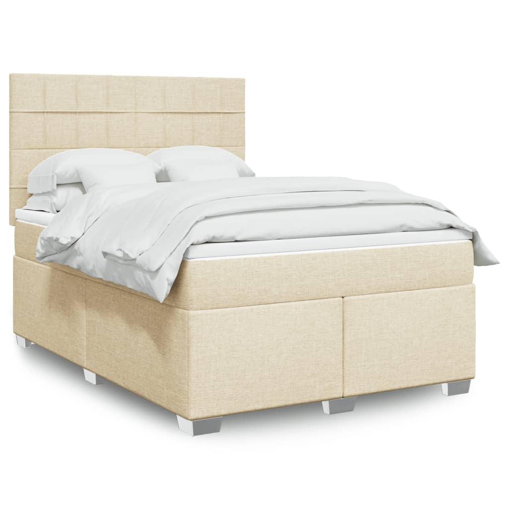 Kontinentalseng Med Madras Stof Farvet Creme - Blok med firkanter / 140 x 190 cm