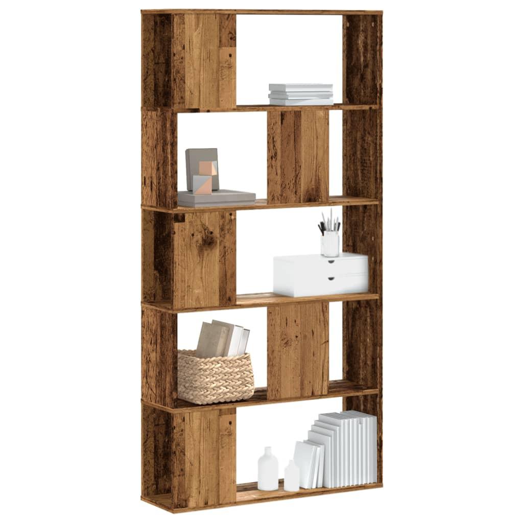 Bogreol 80,5×23,5×162,5 cm 5 hylder konstrueret træ gammelt træ