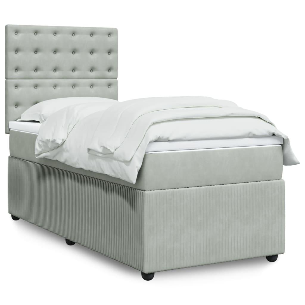 Kontinentalseng Med Madras Fløjl Lysegrå - knapper / 100 x 200 cm