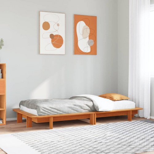 Sengeramme med lameller 100 x 200 cm massivt fyrretræ - gyldenbrun