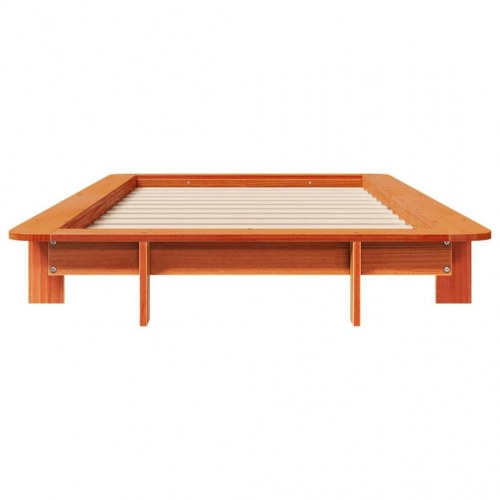 Sengeramme med lameller 100 x 200 cm massivt fyrretræ - gyldenbrun