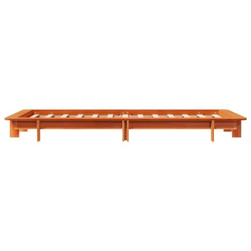 Sengeramme med lameller 100 x 200 cm massivt fyrretræ - gyldenbrun