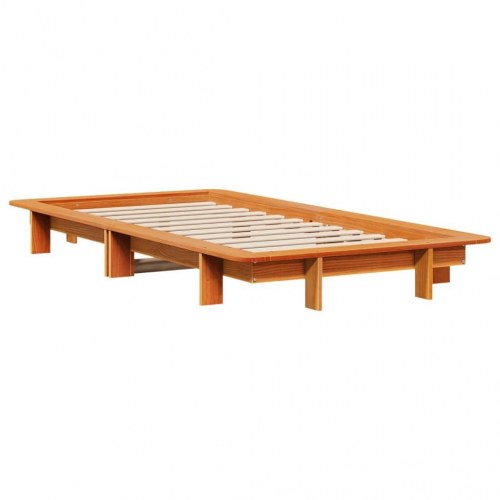 Sengeramme med lameller 100 x 200 cm massivt fyrretræ - gyldenbrun