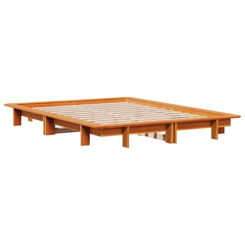 Sengeramme i massivt fyrretræ 140x190 cm - gyldenbrun