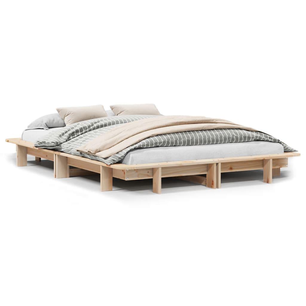 Sengeramme uden madras 140x190 cm massivt fyrretræ
