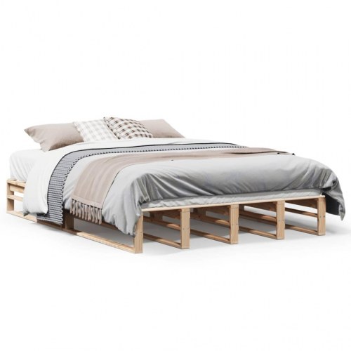 Sengeramme uden madras 150 x 200 cm i massivt fyrretræ
