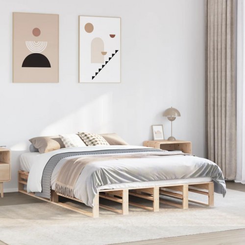 Sengeramme uden madras 150 x 200 cm i massivt fyrretræ
