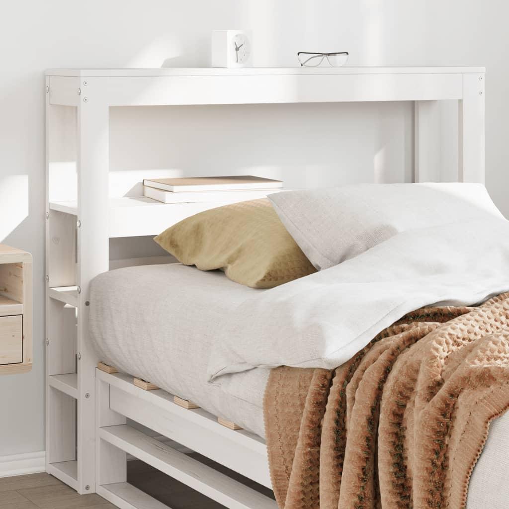 vidaXL sengegavl med hylder 75 cm massivt fyrretræ hvid